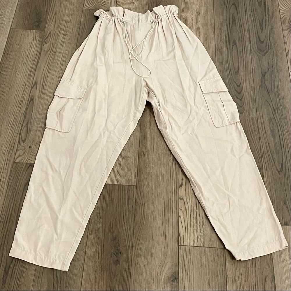Revolve h.ours Shaye Paper Bag Cargo Pants Champagne
